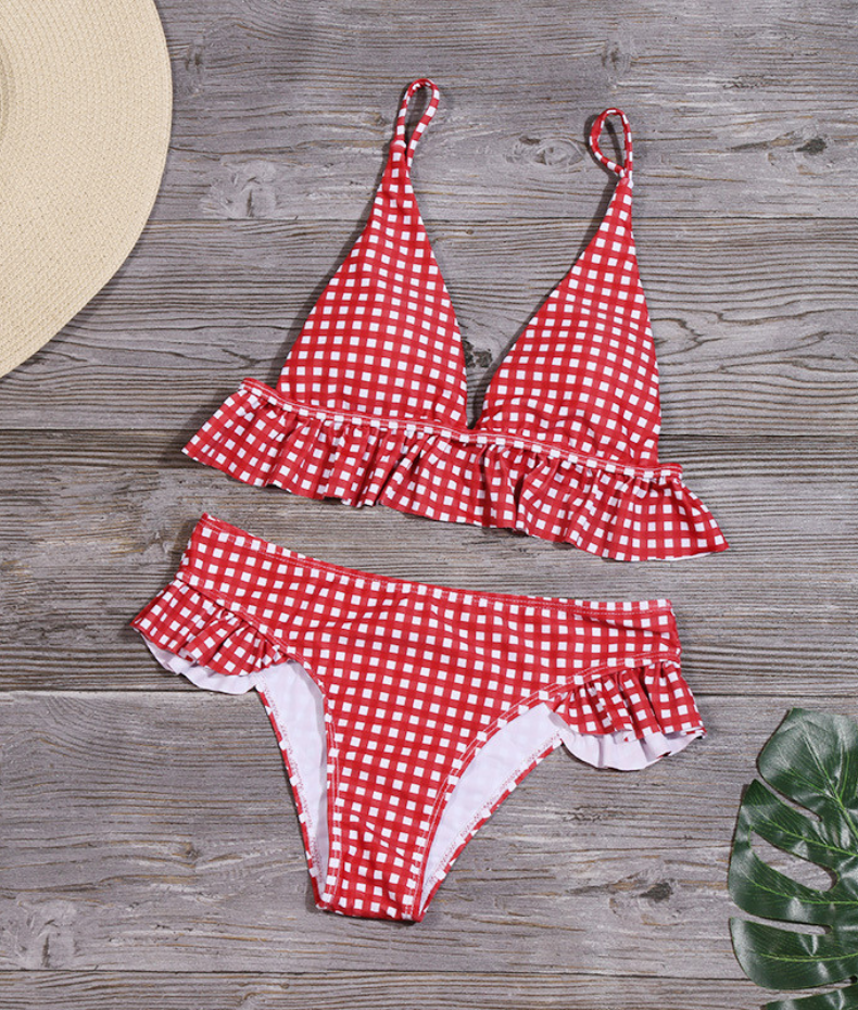 Portofino – Gingham Ruffle Bikini Set | Oceanna