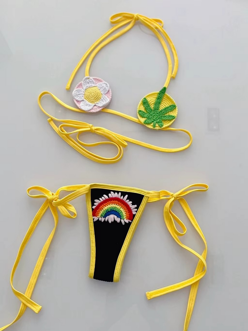 Zaza – Daisy & Rainbow Micro Crochet Bikini | Oceanna