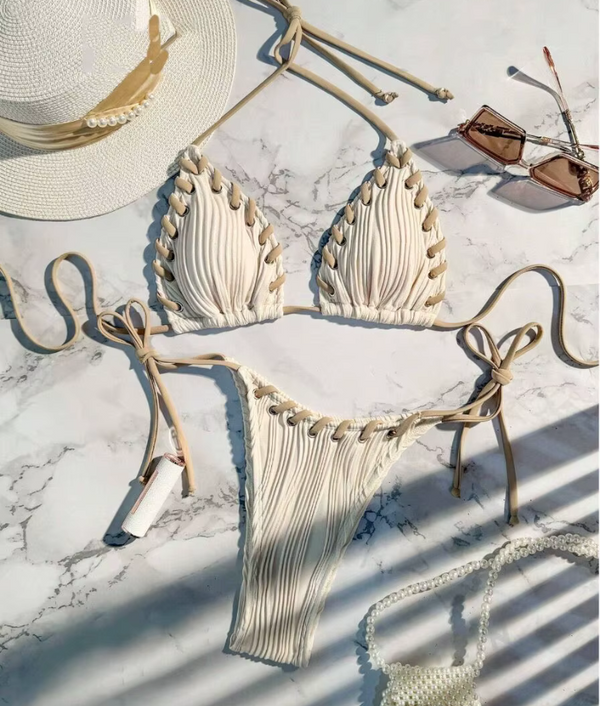 Córdoba – Textured Laced Triangle Bikini Set | Oceanna