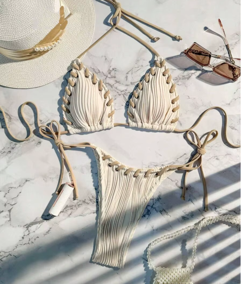 Córdoba – Textured Laced Triangle Bikini Set | Oceanna