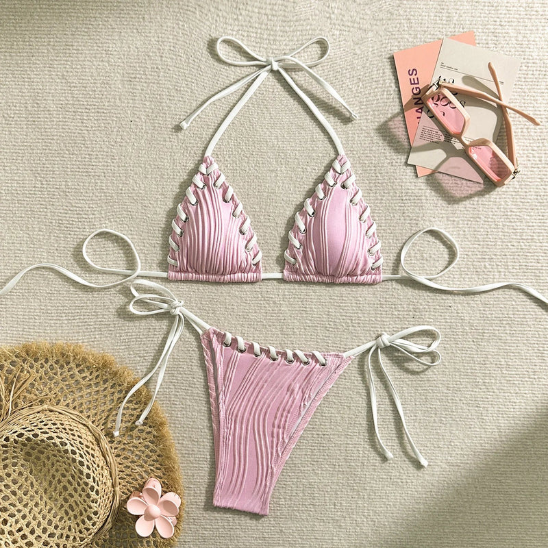 Córdoba – Textured Laced Triangle Bikini Set | Oceanna