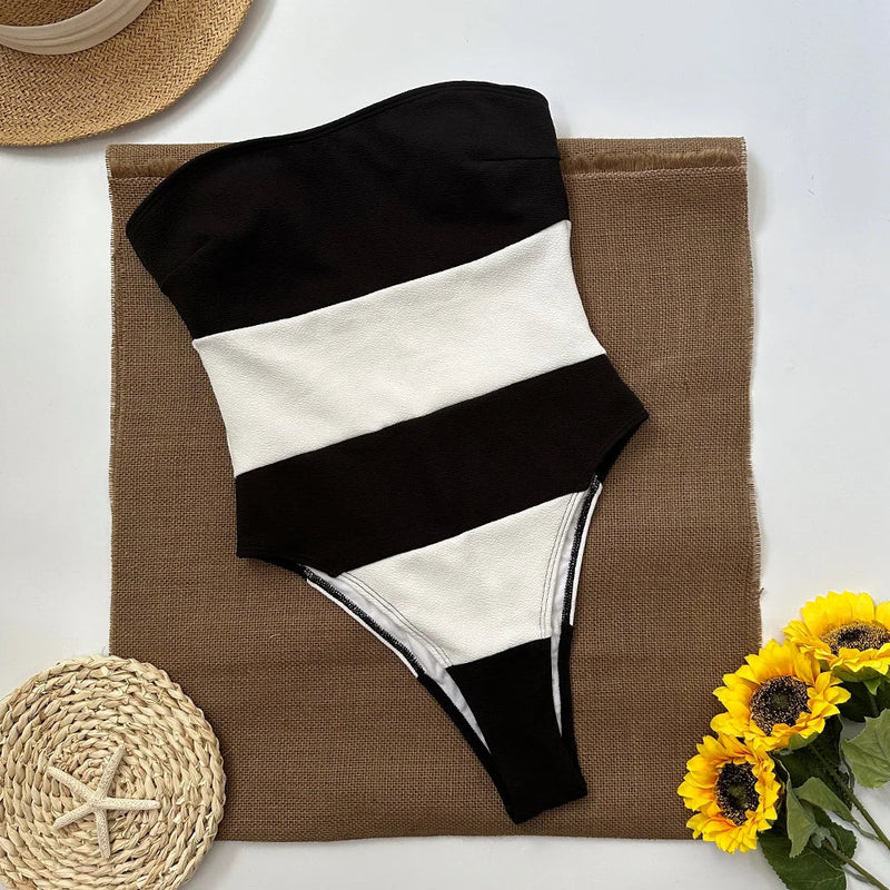 Mykonos – Bandeau Stripe One-Piece Swimsuit | Oceanna