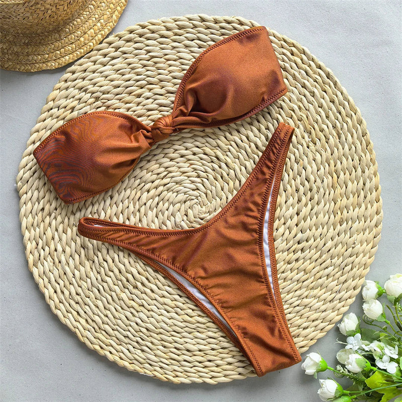 Solara – Rust Bandeau Brazilian Bikini Set | Oceanna