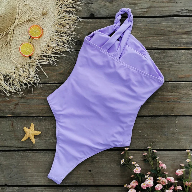 Positano – Lilac Cut-Out One-Shoulder Swimsuit | Oceanna