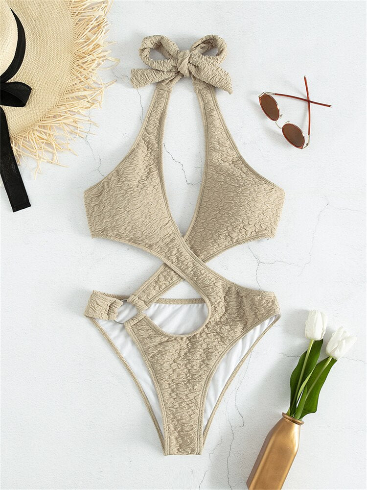 Seychelle – White Cut-Out Halter Swimsuit | Oceanna