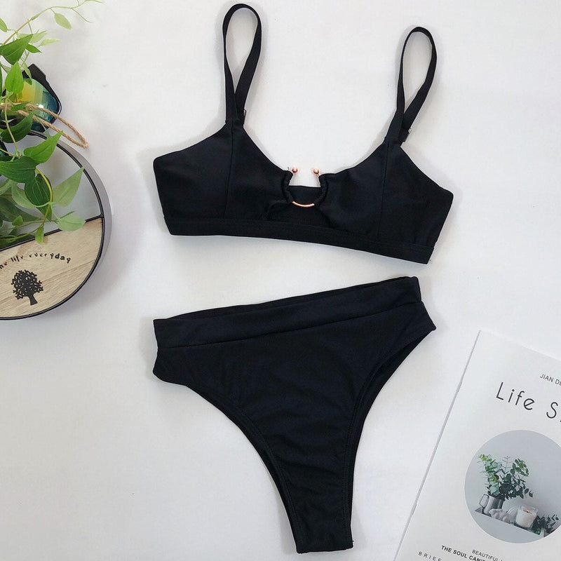 Seyla – Cut-Out High-Waist Bikini in Noir | Oceanna