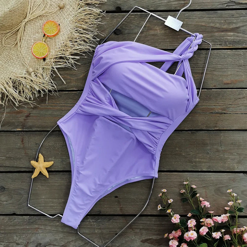 Positano – Lilac Cut-Out One-Shoulder Swimsuit | Oceanna