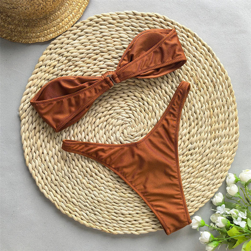 Solara – Rust Bandeau Brazilian Bikini Set | Oceanna