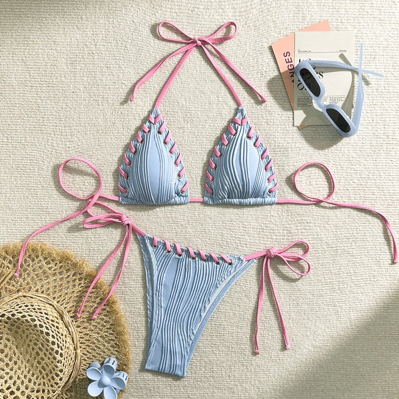 Córdoba – Textured Laced Triangle Bikini Set | Oceanna