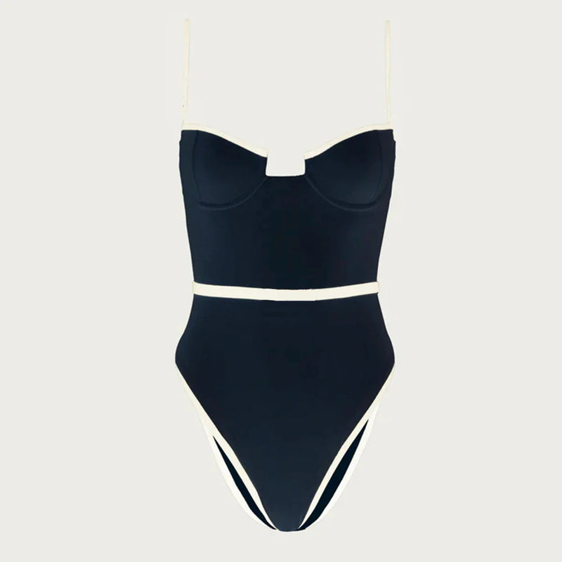 Naxos – Black & White Contrast One-Piece Swimsuit | Oceanna