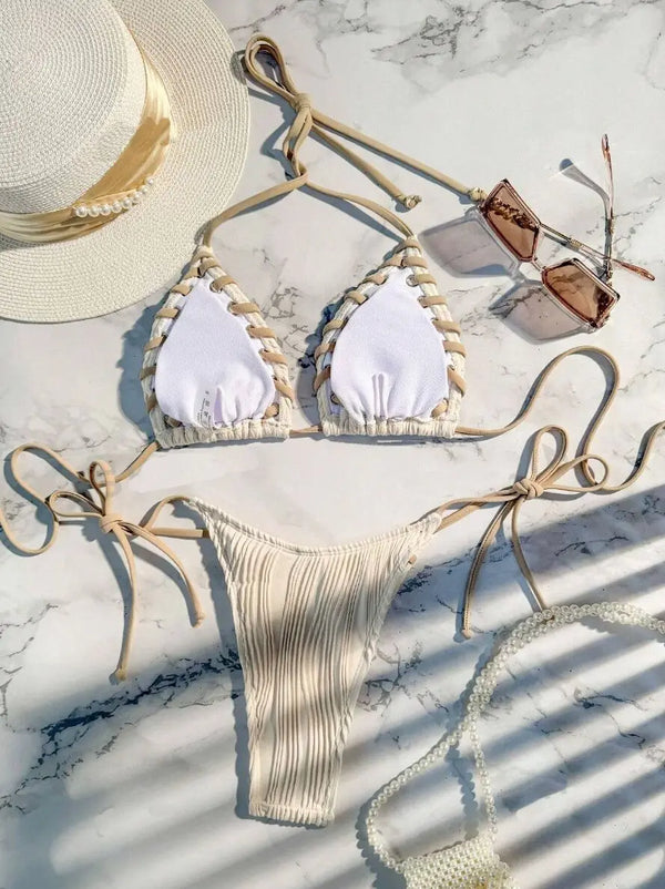Córdoba – Textured Laced Triangle Bikini Set | Oceanna